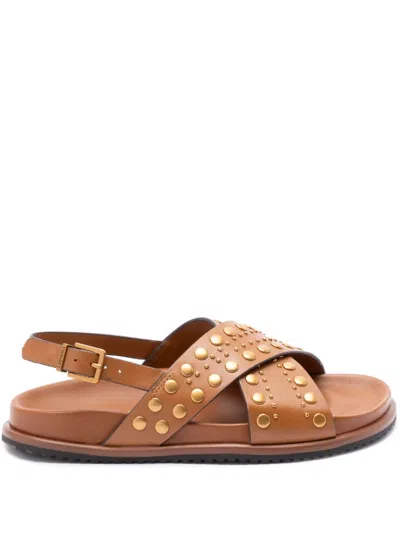 Twinset Stud-embellished Sandals In Brown
