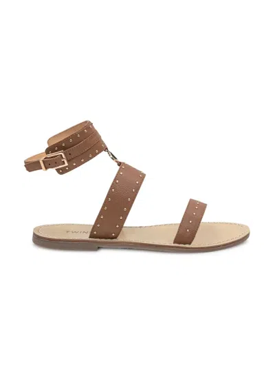 Twinset Kids' Stud-embellished Sandals In Brown