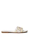 Twinset Twin-set Slip-on Sandals With Gold-tone Stud Embellishments In White
