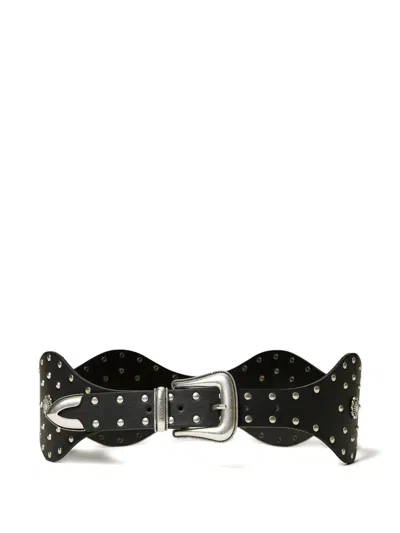 Twinset Stud-embellished Wave Belt In Black