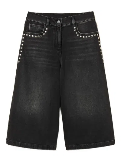 Twinset Studded Bermuda Shorts In Black