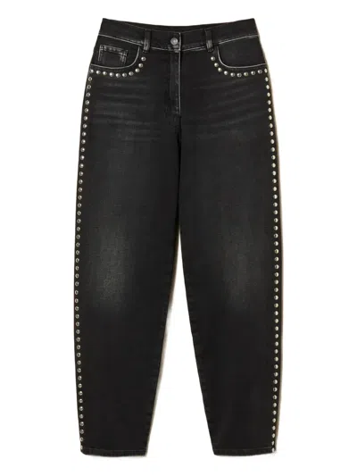 Twinset Studded-detail Jeans In Black