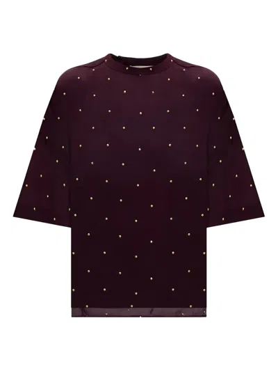 Twinset Studded Short-sleeve T-shirt In Purple