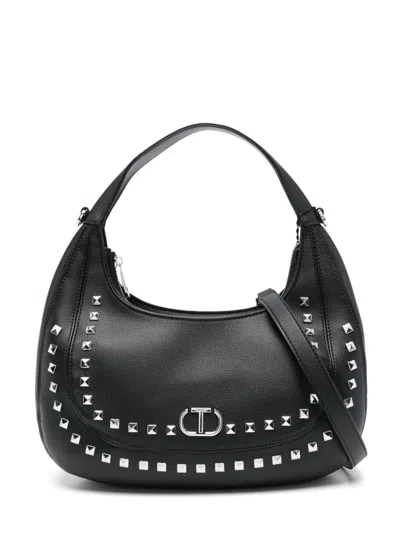 Twinset Studded Shoulder Bag In Black