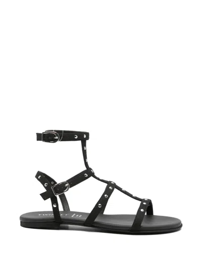 Twinset Studded-strap Sandals In Black