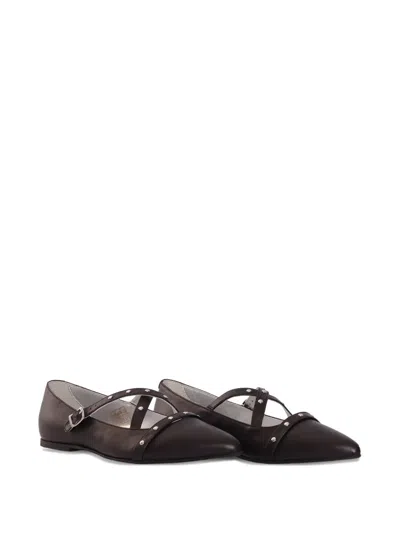 Twinset Kids' Studded-strap Ballet Flats In Black