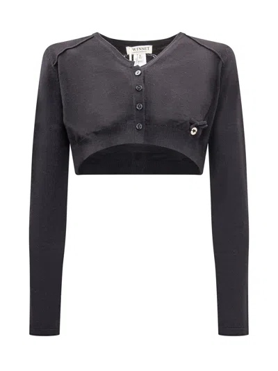 Twinset Twin-set Stylish Logo Cardigan For All Seasons - Reference Size In Months In Nero