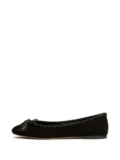 Twinset Suede Ballet Flats With Bow In Animal Print
