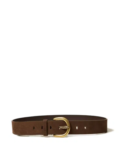 Twinset Suede Belt In Burgundy