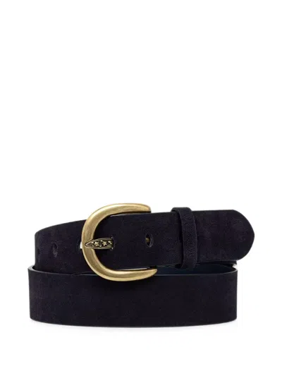 Twinset Suede Belt With Logo In Blue