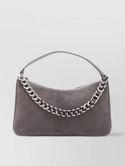 TWINSET SUEDE CHAIN STRAP SHOULDER BAG
