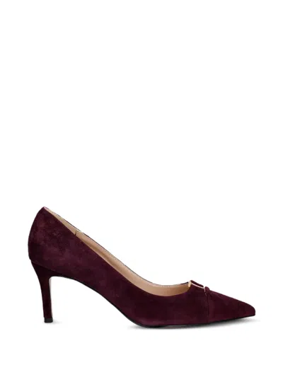 Twinset Suede Court Shoes With Logo In Purple