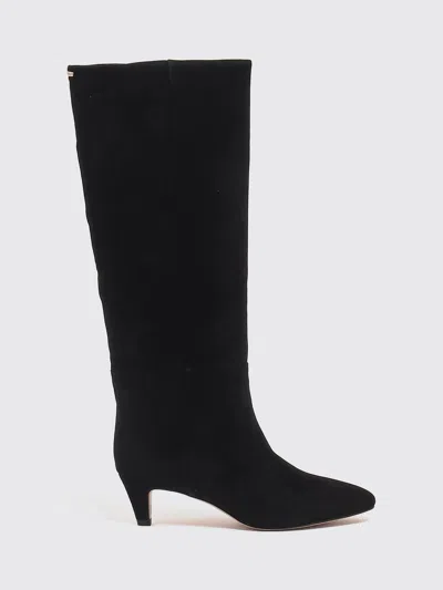 Twinset Suede Knee-high Boots With Medium Stiletto Heel In Black