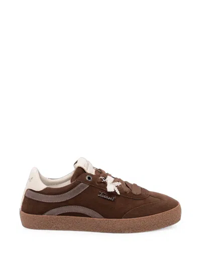 Twinset Suede Leather Sneakers In Brown