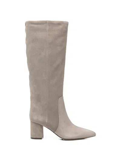 Twinset Suede Pointed-toe Boots In Gray