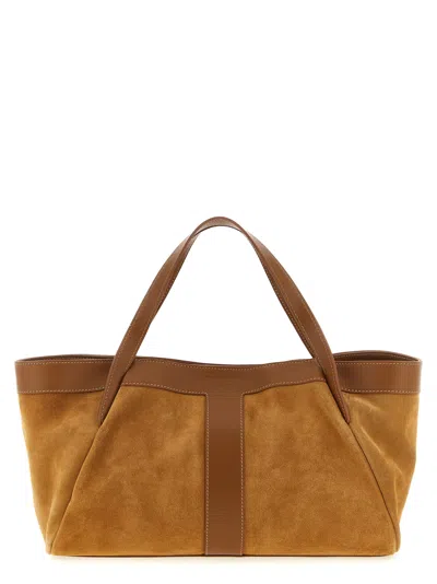 Twinset Suede Shoulder Bag In Brown