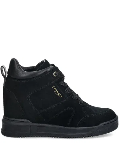 Twinset Suede Sneakers In Black