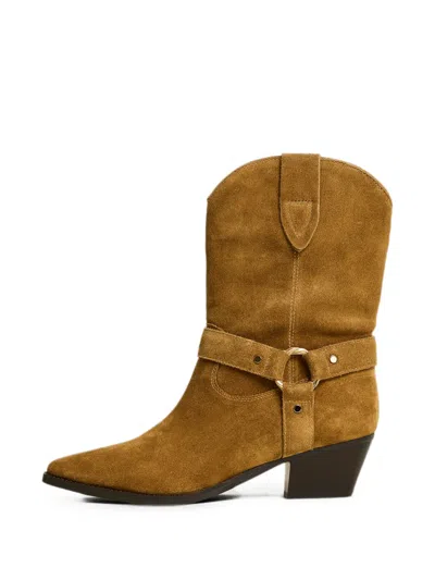Twinset Suede-cow Ankle Boots In Brown