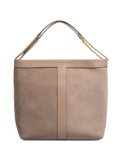 Twinset Suede-panelled Shoulder Bag In Pink