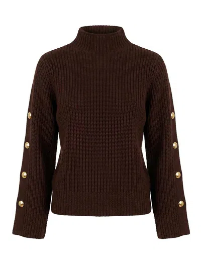 Twinset Suéter Con Cuello Alto - Marrón