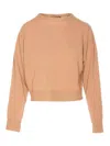 Twinset Twin-set Beige Crew Neck Sweater In Soft Wool-cashmere Blend In Brown