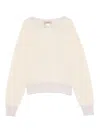 Twinset Twin-set Boat Neck Sweater In Soft Wool-cashmere Blend In White