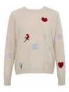 Twinset Treeblend Wool Yarn Sweater With Embroidery In Metallic