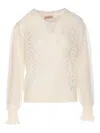 Twinset Pull En Mohair Mélangé In Neutral
