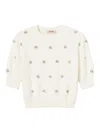 Twinset Creamy White Sweater With Floral Embellishments In Neutral
