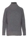 Twinset High Neck Relaxed-fit Sweater With Ribbed Detailing In Gray