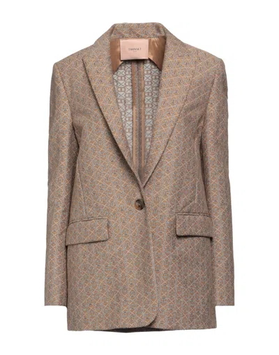 Twinset Suit Jackets In Light Brown