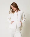 Twinset Sweat-shirt Avec Broderie Et Empiècement En Organza In White