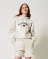 Twinset Sweat-shirt Avec Sequins All-over Et Capuche In White