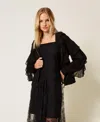 Twinset Sweat-shirt Avec Volants En Crêpe Georgette In Black