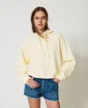 Twinset Sweat-shirt Court Avec Oval T Floral Brodé In Neutral
