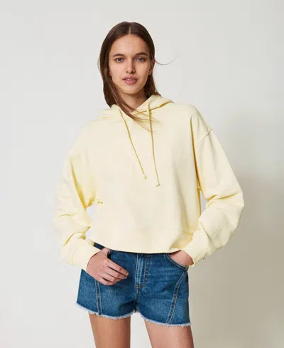 Twinset Sweat-shirt Court Avec Oval T Floral Brodé In Neutral