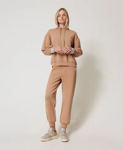 Twinset Sweat-shirt Et Pantalon De Jogging En Scuba In Brown