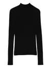 Twinset Fitted Ribbed Sweater With High Neckline In Black