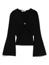 Twinset Twin-set Deep V-neck Shirt With Twist Detail And Gold Buckle In Black