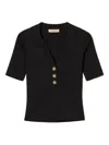 Twinset Fitted Black Short-sleeve Top With Classic Collar In Black