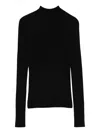 Twinset Fitted Ribbed Sweater With High Neckline In Black