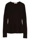 Twinset Fitted Ribbed Knit Sweater With Deep V-neckline In Black