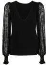 Twinset Knitwear Blouse With Deep V-neckline In Black