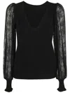 Twinset Knitwear Blouse With Deep V-neckline In Black