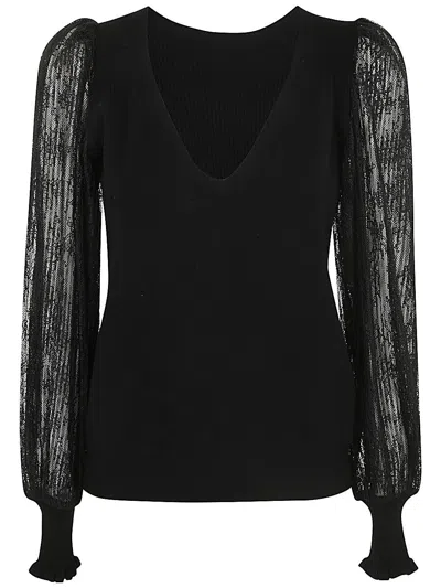 Twinset Knitwear Blouse With Deep V-neckline In Black