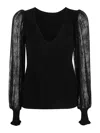 Twinset Knitwear Blouse With Deep V-neckline In Black