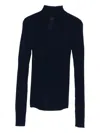 Twinset High-neck Ribbed Sweater In Blue