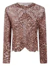 Twinset Twin-set Textured Knit Sweater With Animal Print Design In Brown