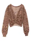 Twinset Cropped Sweater With Twisted Front In Brown