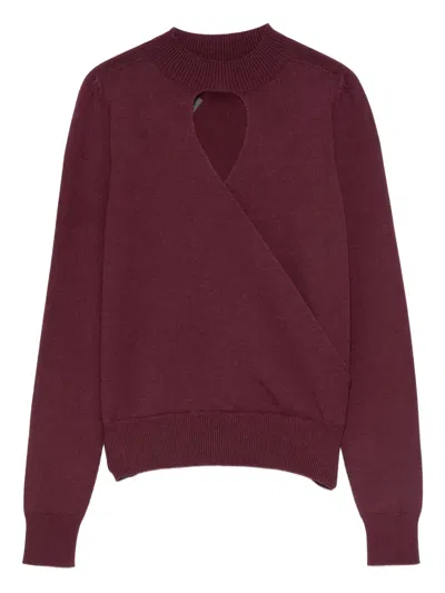 Twinset Deep Bordeaux Sweater With Heart-shaped Cutout In Burgundy